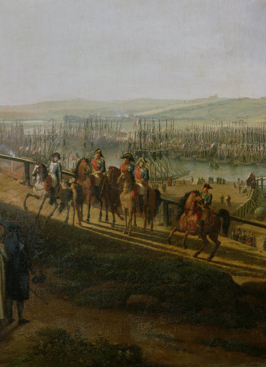 Napoléon Bonaparte (1769-1821) visitant le camp de Boulogne en juillet 1804, détail de Napoléon et la flottille, 1806 - Jean Francois Hue