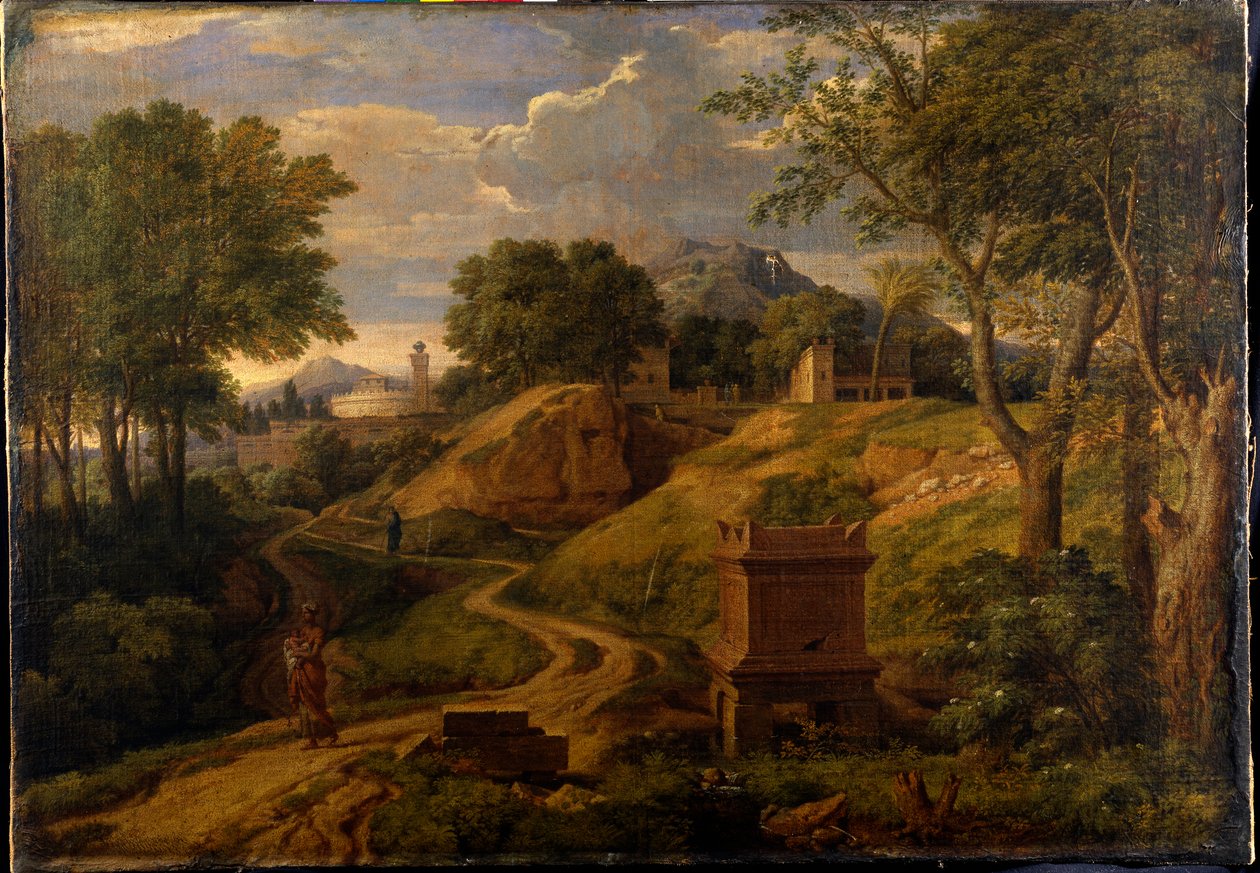 Paysage classique avec une femme portant un enfant - Jean Francois I Millet