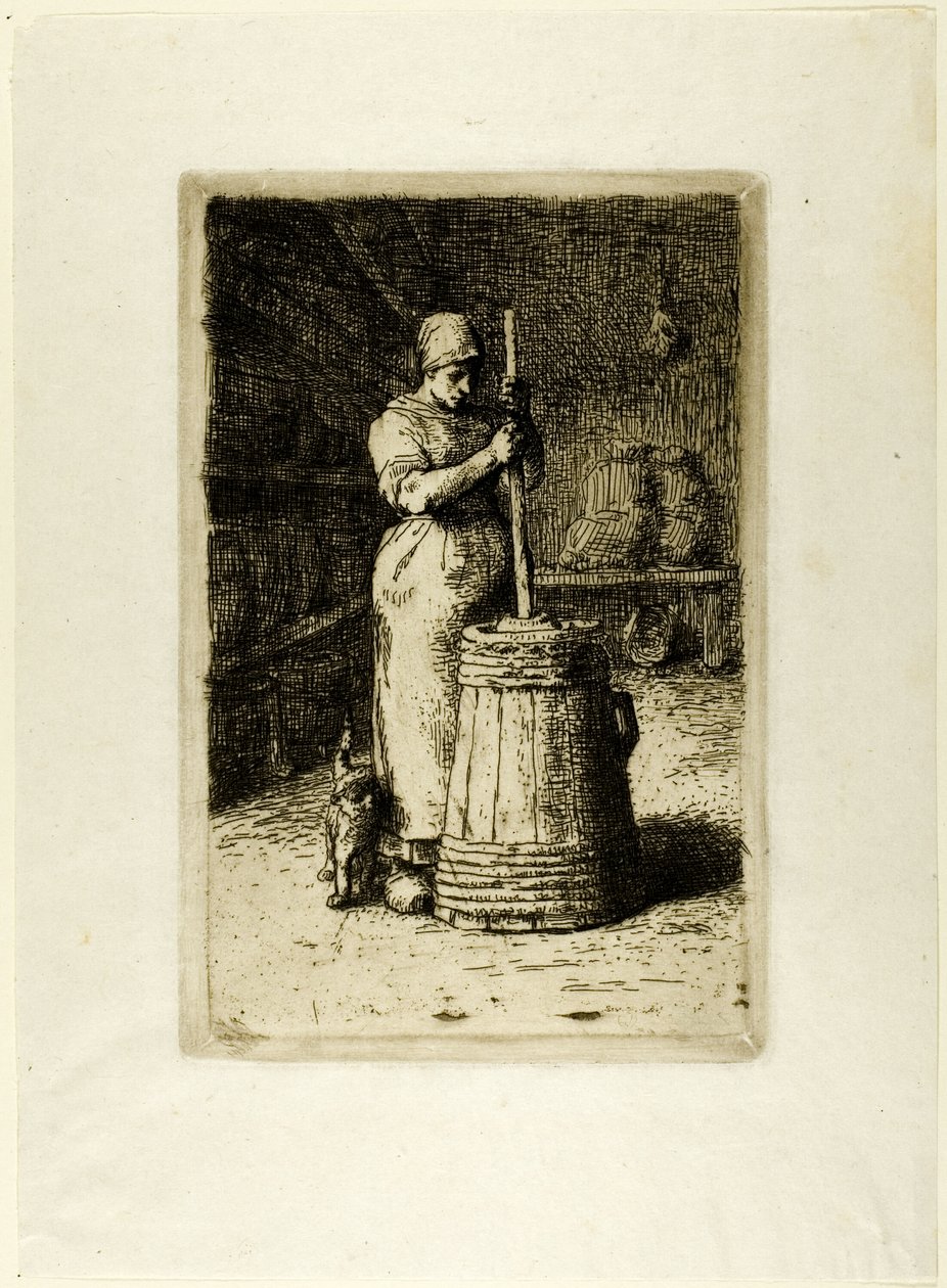 Une Femme Barattant - Jean Francois Millet