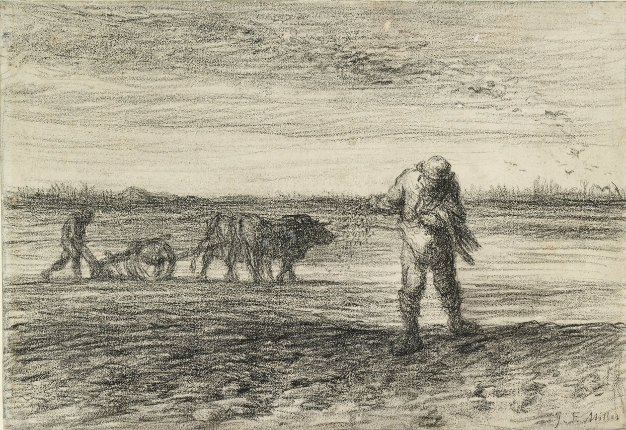 Homme labourant et un autre semant, 1849-1852 - Jean Francois Millet
