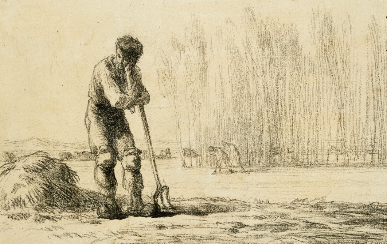 Paysanne appuyée sur une fourche - Jean Francois Millet