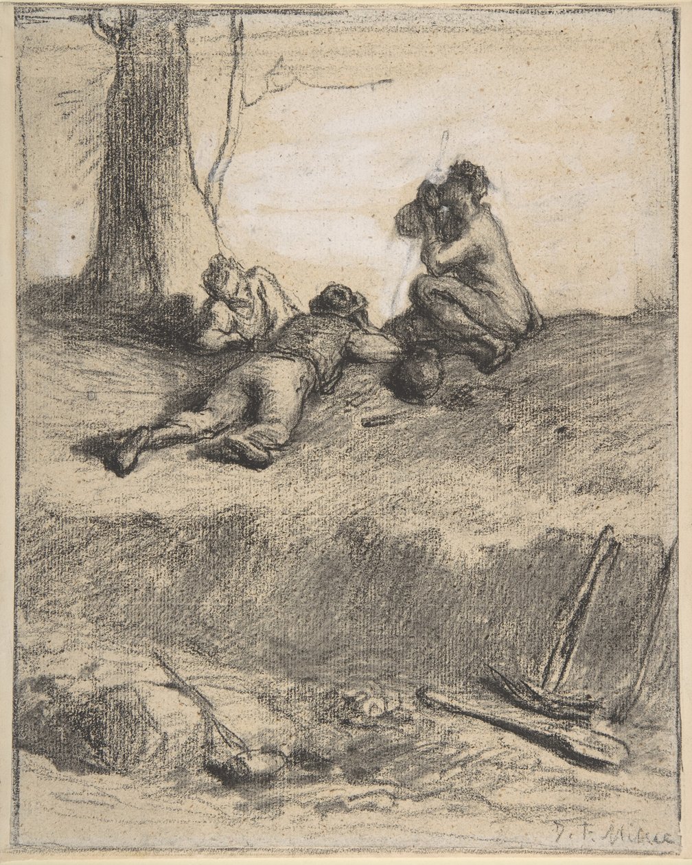 Ouvriers de la route au déjeuner, c.1850-52 - Jean Francois Millet