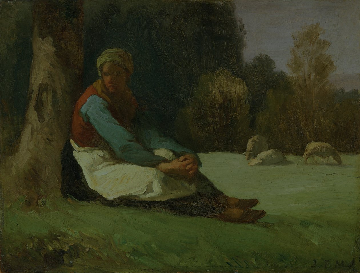 Bergère assise, vers 1850 - Jean Francois Millet