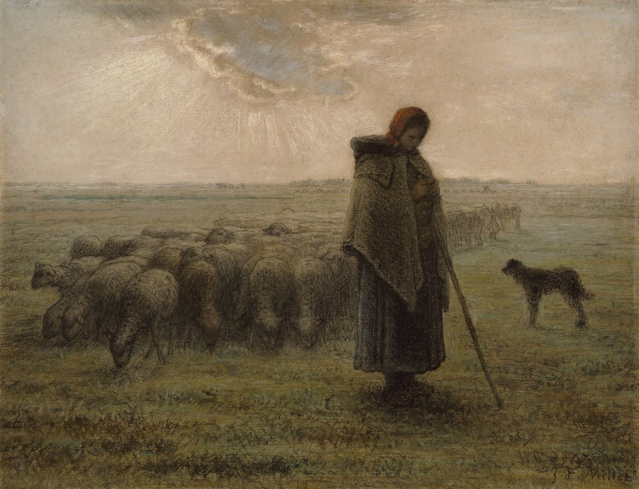 Bergère et son troupeau - Jean Francois Millet