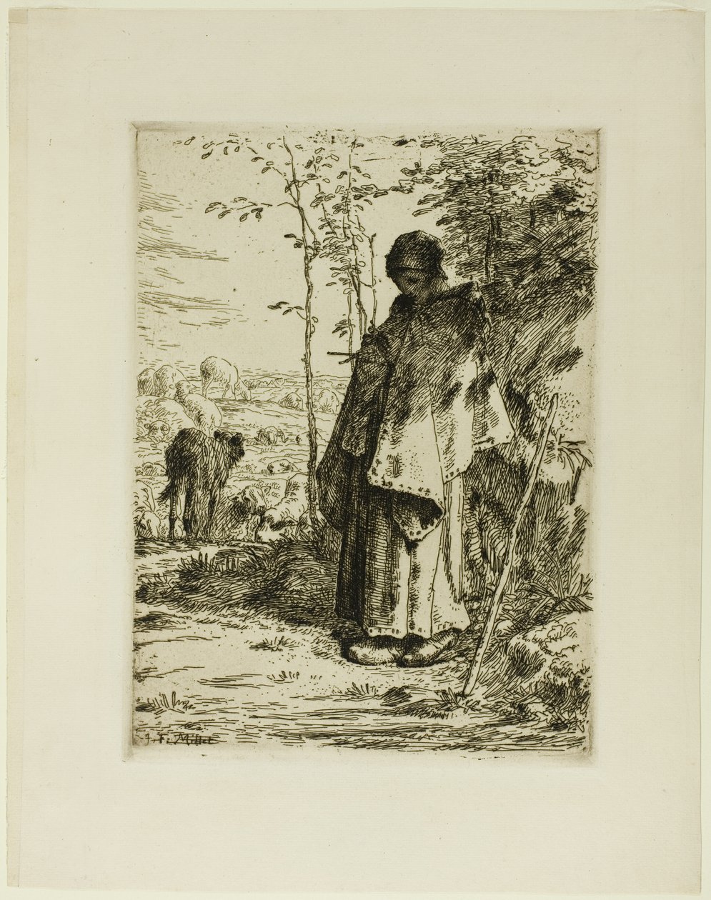 La bergère tricotant - Jean Francois Millet