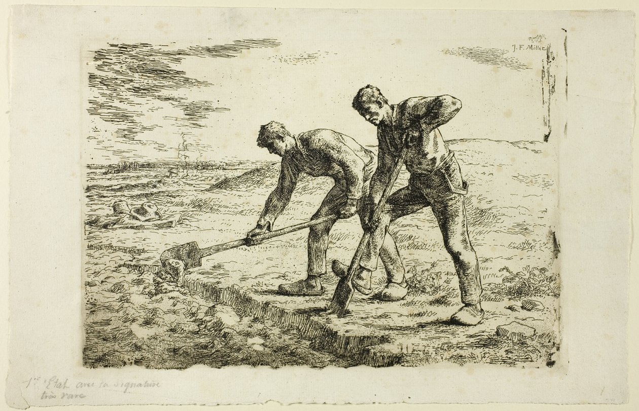 Deux hommes creusant - Jean Francois Millet