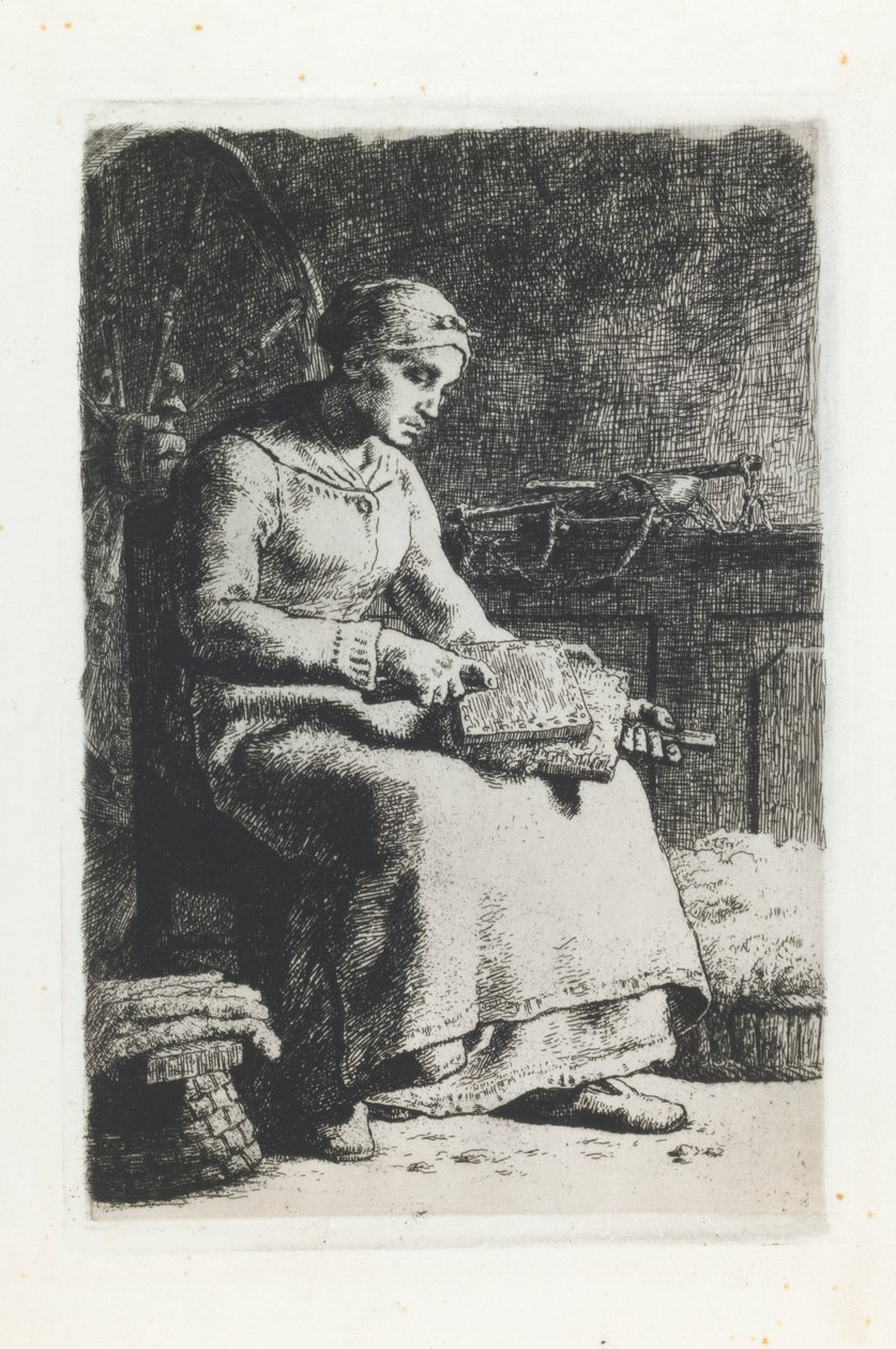 Femme cardant la laine - Jean Francois Millet