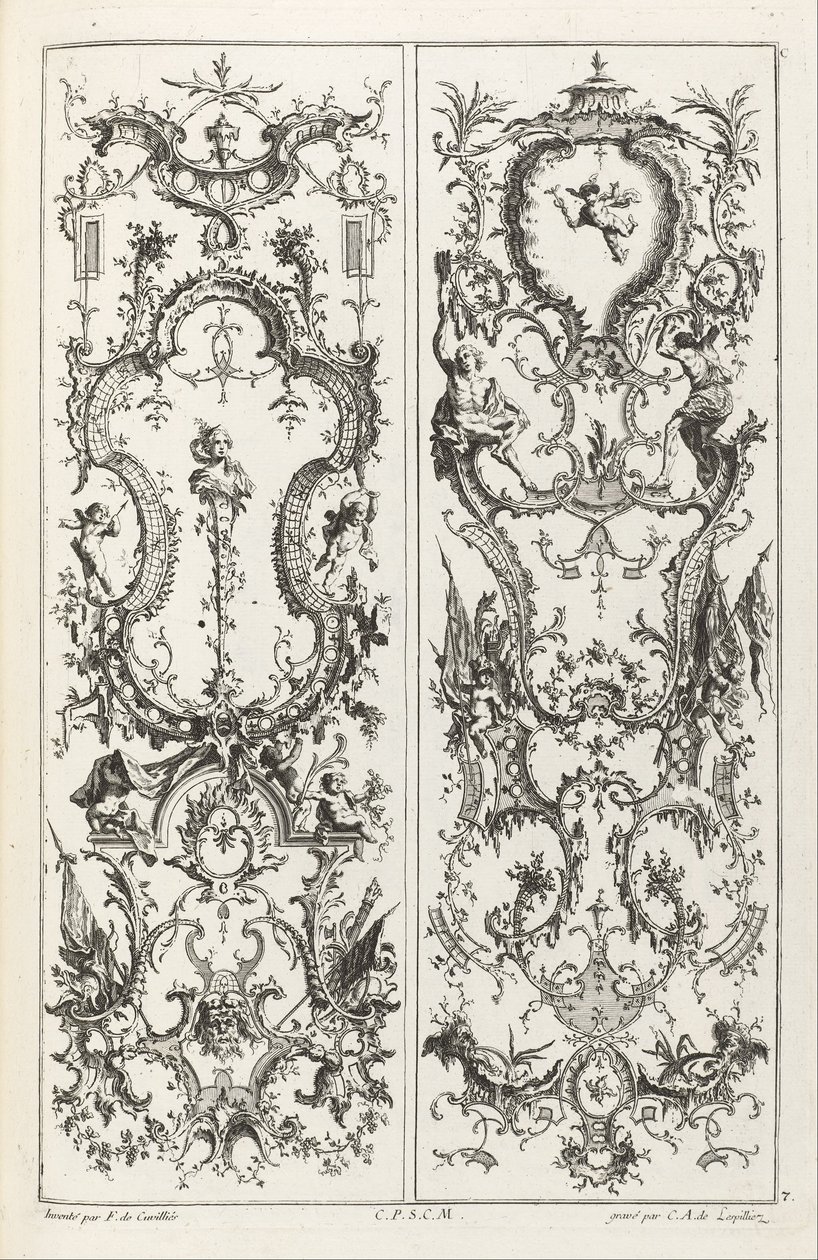 Deux panneaux avec motifs grotesques - Jean François Cuvilliés