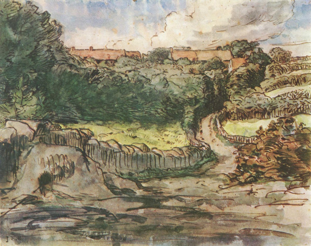French : La métairie Cousin à Gréville - Jean Francois Millet