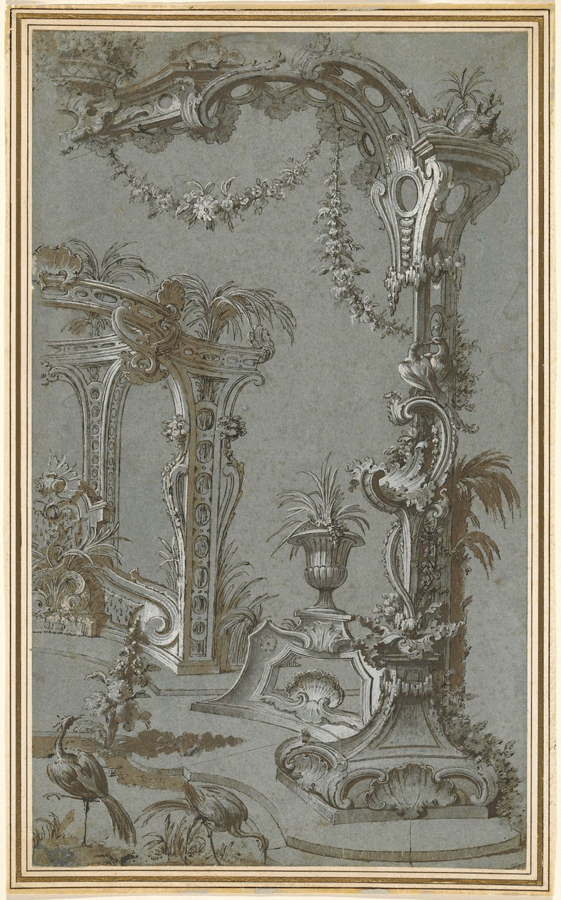 Un treillis de jardin rococo et un belvédère - Jean François de Cuvilliés I