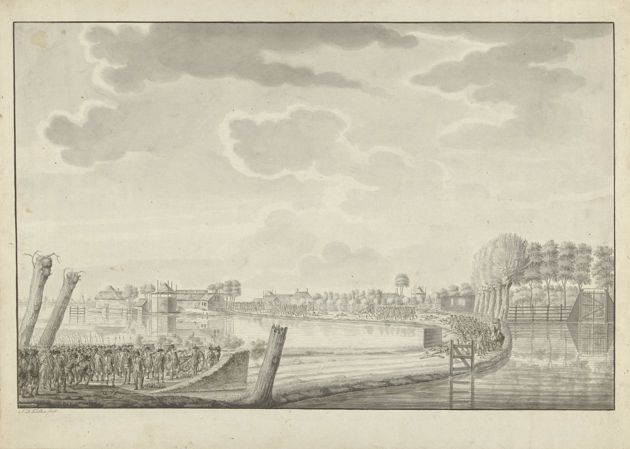 Attaque à Ouderkerk aan de Amstel, 1787 - Jean George Teissier (signed by artist)