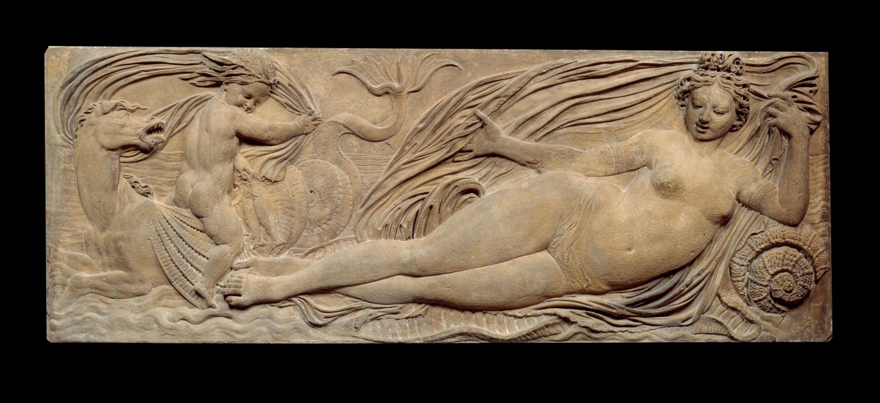 Nymphe et petit génie sur un cheval marin; Nymphe et Triton entourés de deux petits génies - Jean Goujon