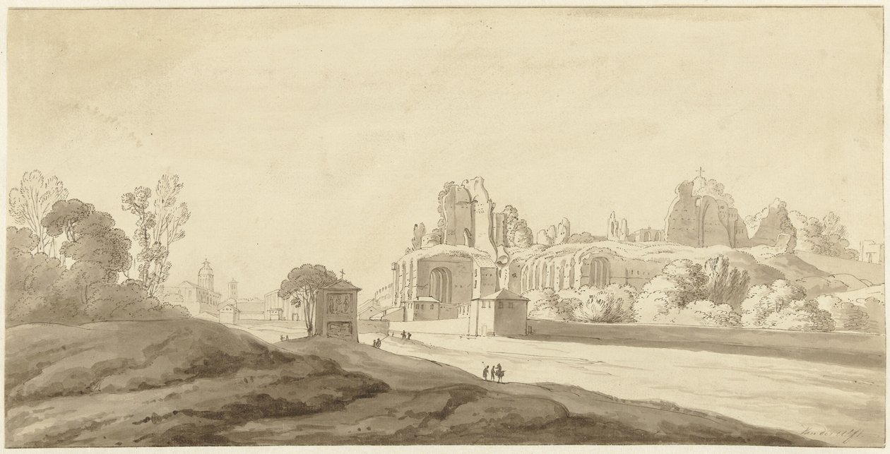Vue sur les ruines du palais sur le Palatin à Rome - Jean Grandjean (attributed to)
