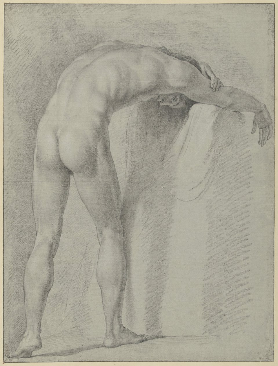 Homme nu debout, penché en avant, vu de dos - Jean Grandjean