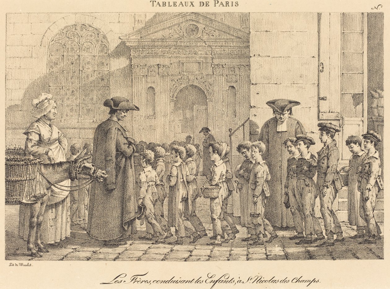 Les Frères conduisent les enfants, à Saint-Nicolas des Champs - Jean Henri Marlet
