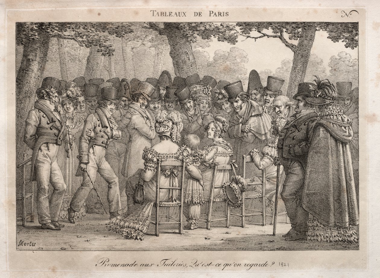 Scènes de Paris : Promenade aux Tuileries. Que regardent-ils ? - Jean Henri Marlet