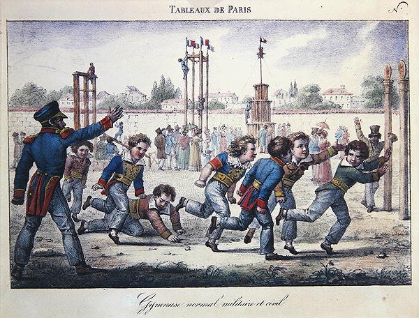 Entraînement au sport et à la gymnastique pour garçons, scène de la série 