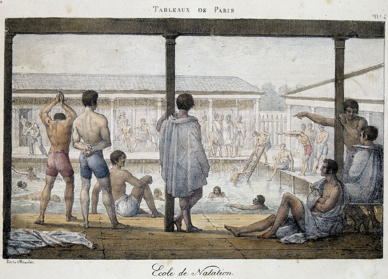 École de natation - dans "Peintures de Paris" par Marlet - Jean Henri Marlet