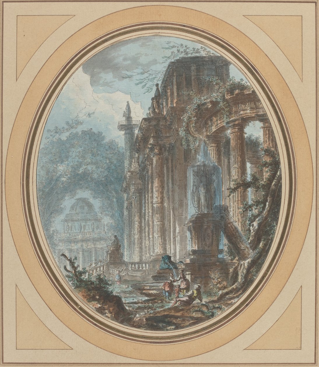 Caprice de jardin avec ruines antiques - Jean Henry Alexandre Pernet