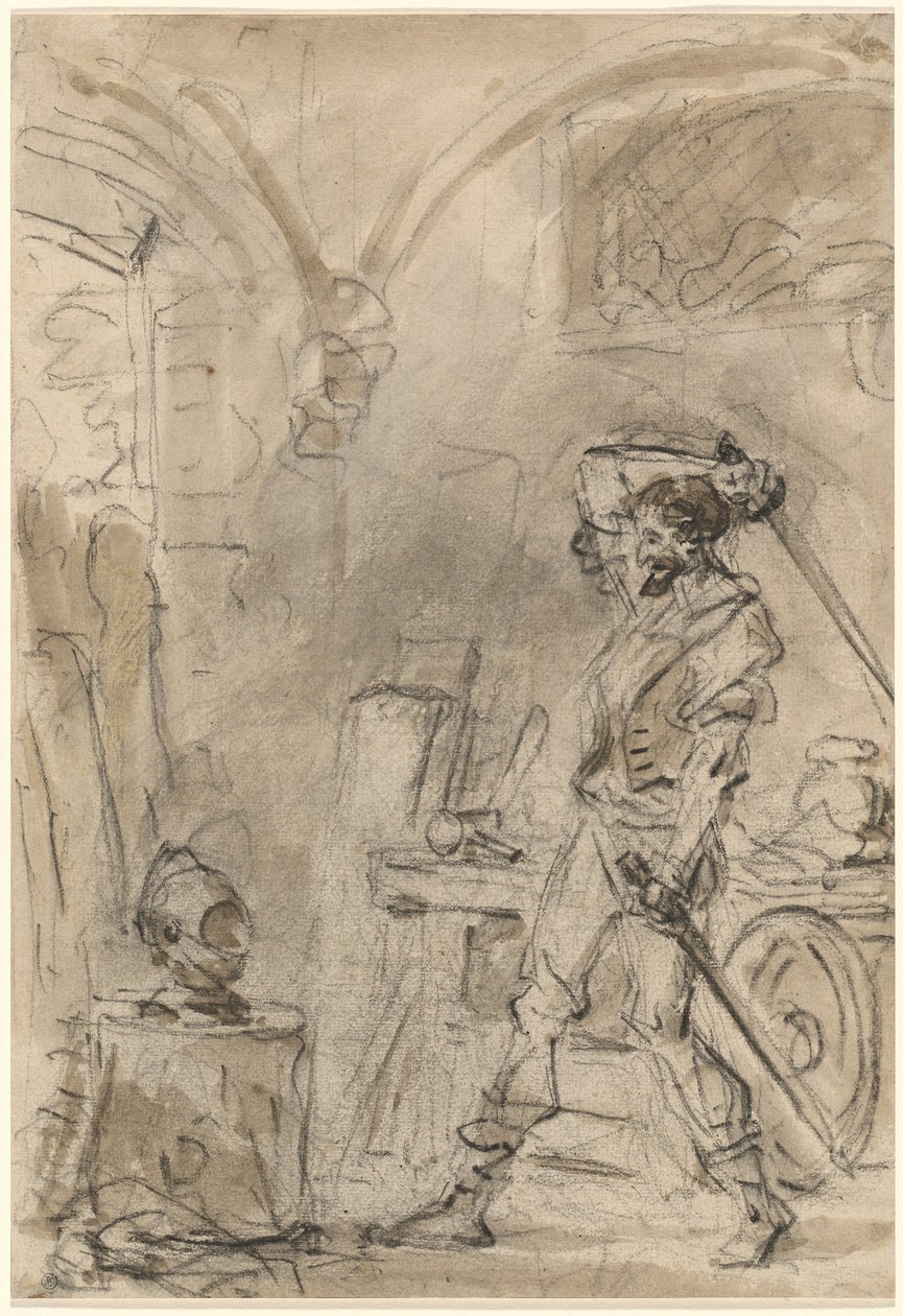 Don Quichotte sur le point de frapper le casque - Jean Honore Fragonard