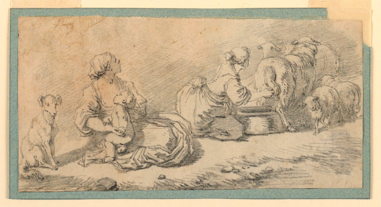 Dessin, scène pastorale, vers 1770 - Jean Honore Fragonard