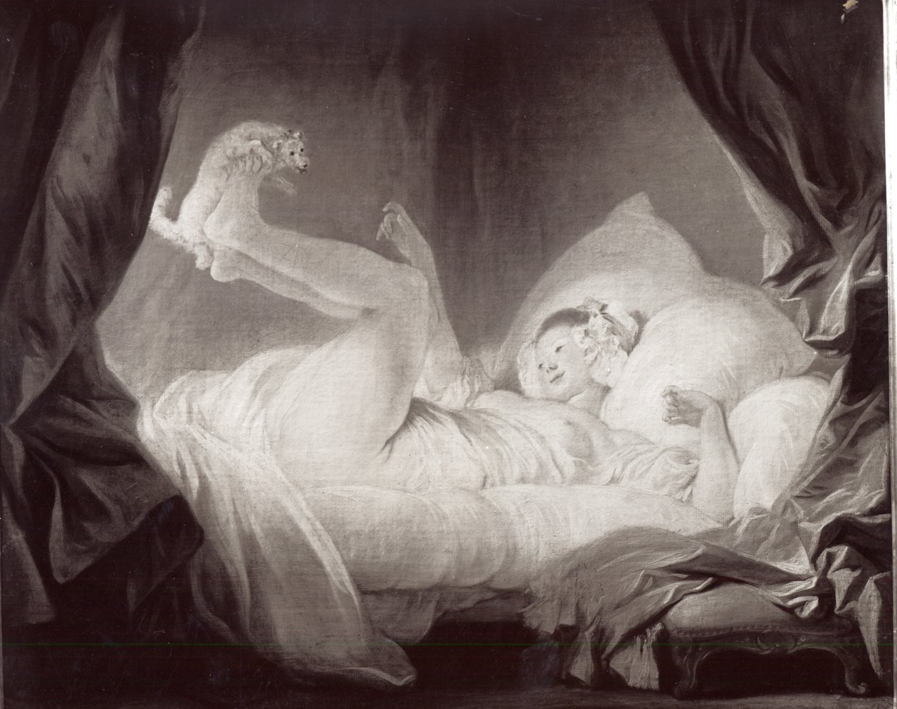 La Gimblette ou Jeune fille faisant danser son chien sur son lit - Jean Honore Fragonard