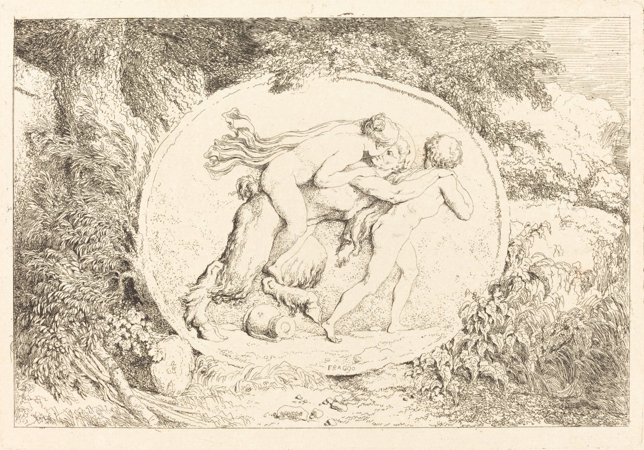 Nymphe à califourchon sur un satyre - Jean Honore Fragonard