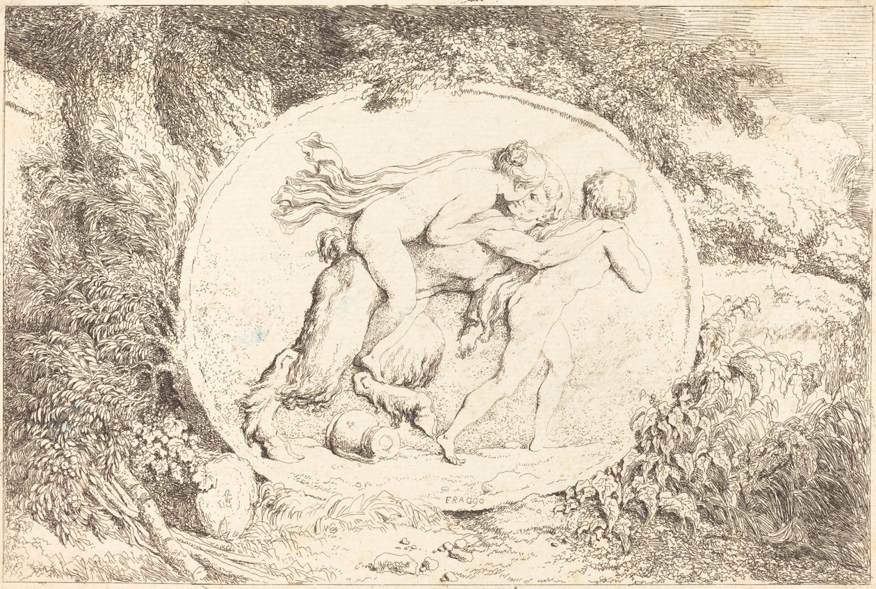 Nymphe à califourchon sur un satyre - Jean Honore Fragonard