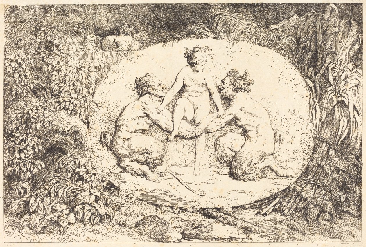 Nymphe soutenue par deux satyres - Jean-Honore Fragonard