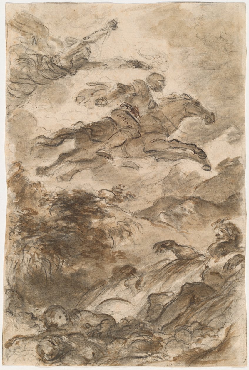 Rinaldo, à califourchon sur Baiardo, poursuit Angelica - Jean Honore Fragonard