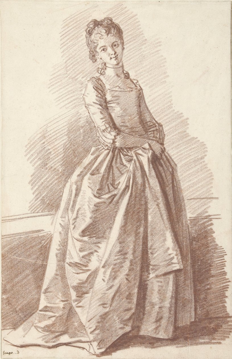 Jeune femme debout, regardant - Jean Honore Fragonard