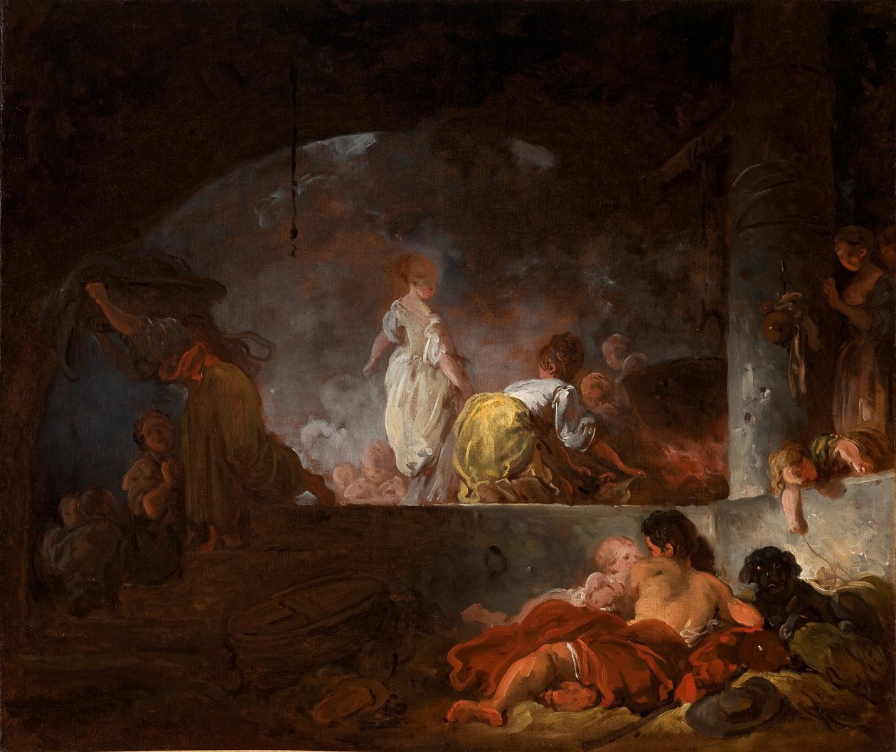 Les blanchisseuses, vers 1756-61 (huile sur toile) - Jean Honore Fragonard