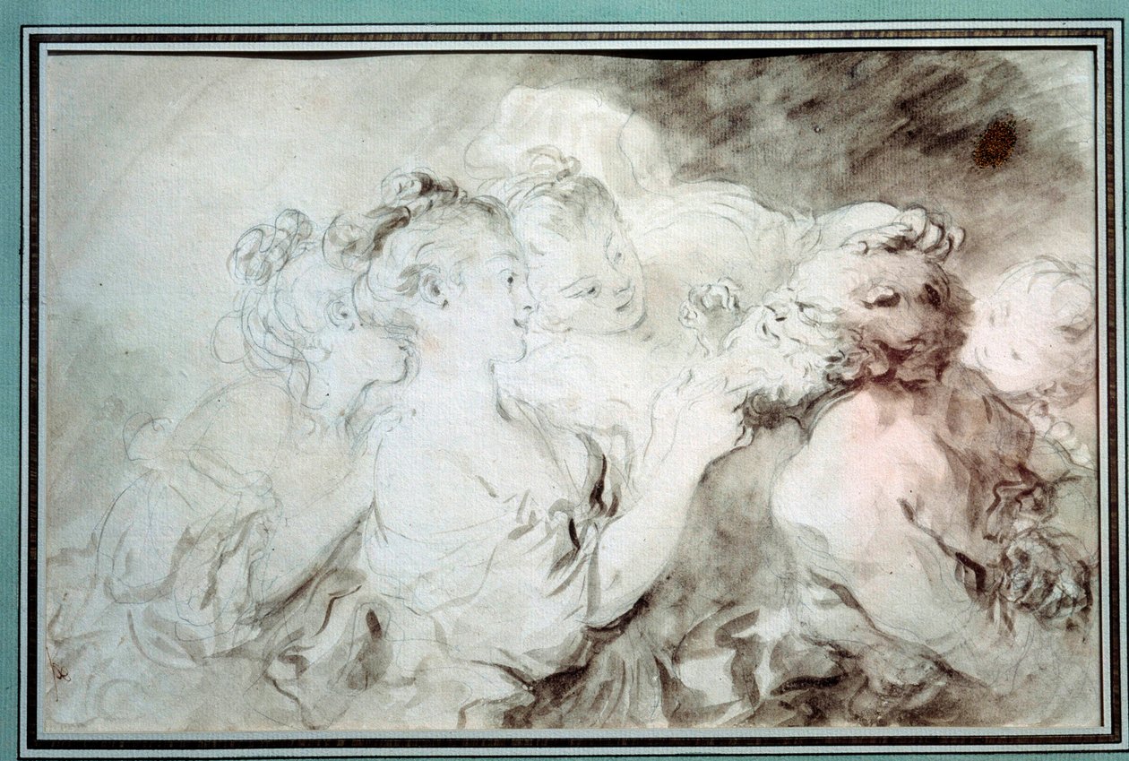 Jeunes filles luttant avec un satyre - Jean Honore Fragonard