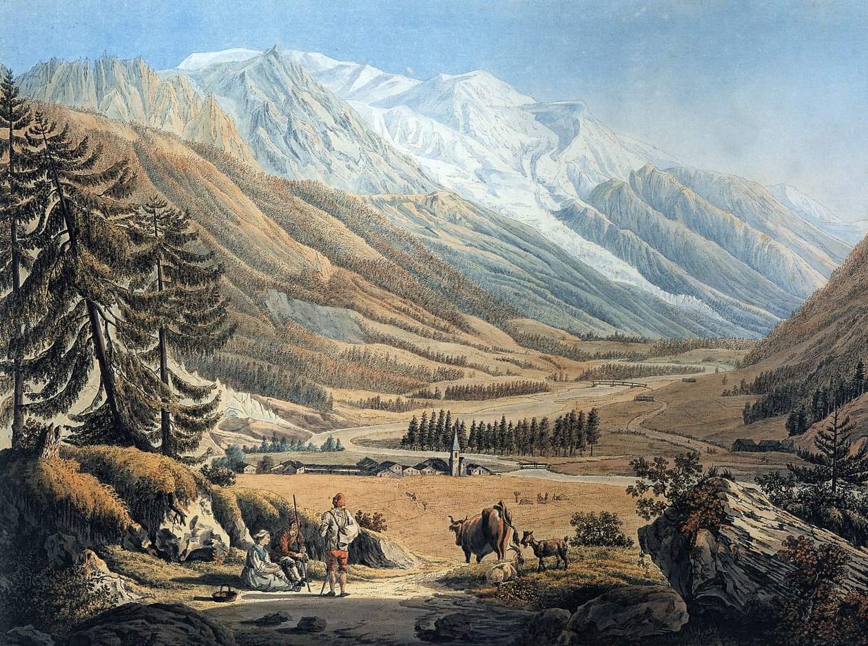 vue de la vallée de Chamonix, depuis le village d
