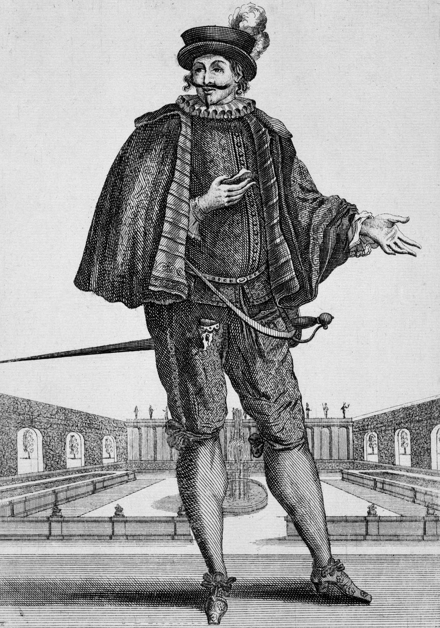 Capitan Spezzaferro, costume de scène, gravure de Jean Berain l