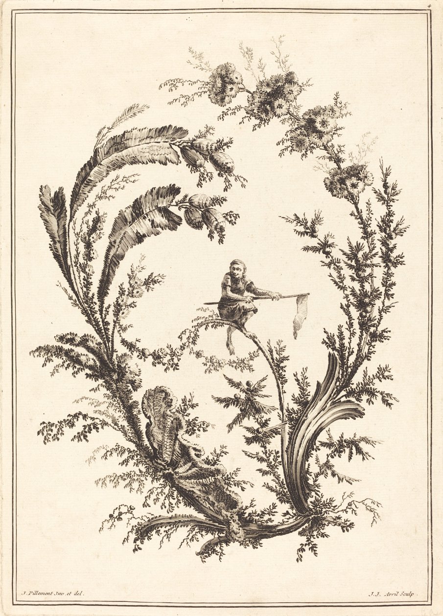 Ornement avec un singe - Jean Jacques Avril