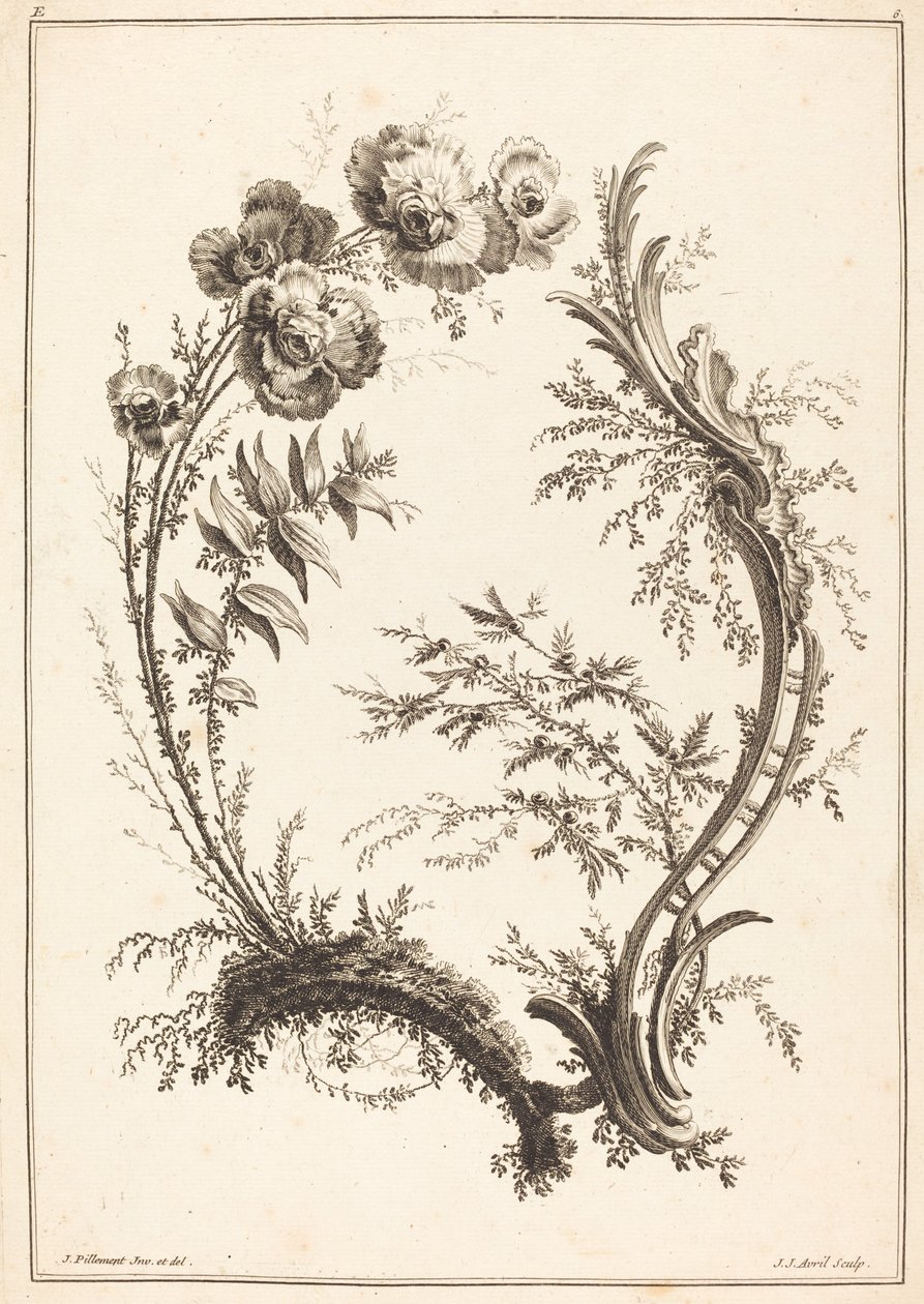 Ornement avec des fleurs - Jean Jacques Avril I after Jean Baptiste Pillement