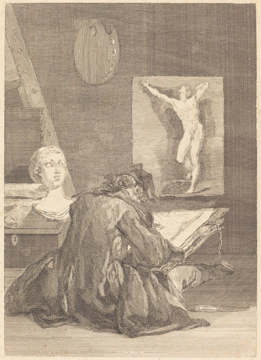 Le Dessinateur - Jean Jacques Flipart after Jean Siméon Chardin