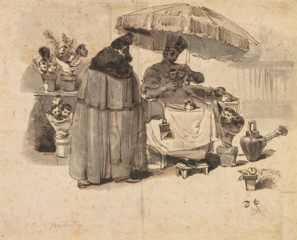 Étude pour "Au Bouquet de persil" - Jean Jacques Grandville