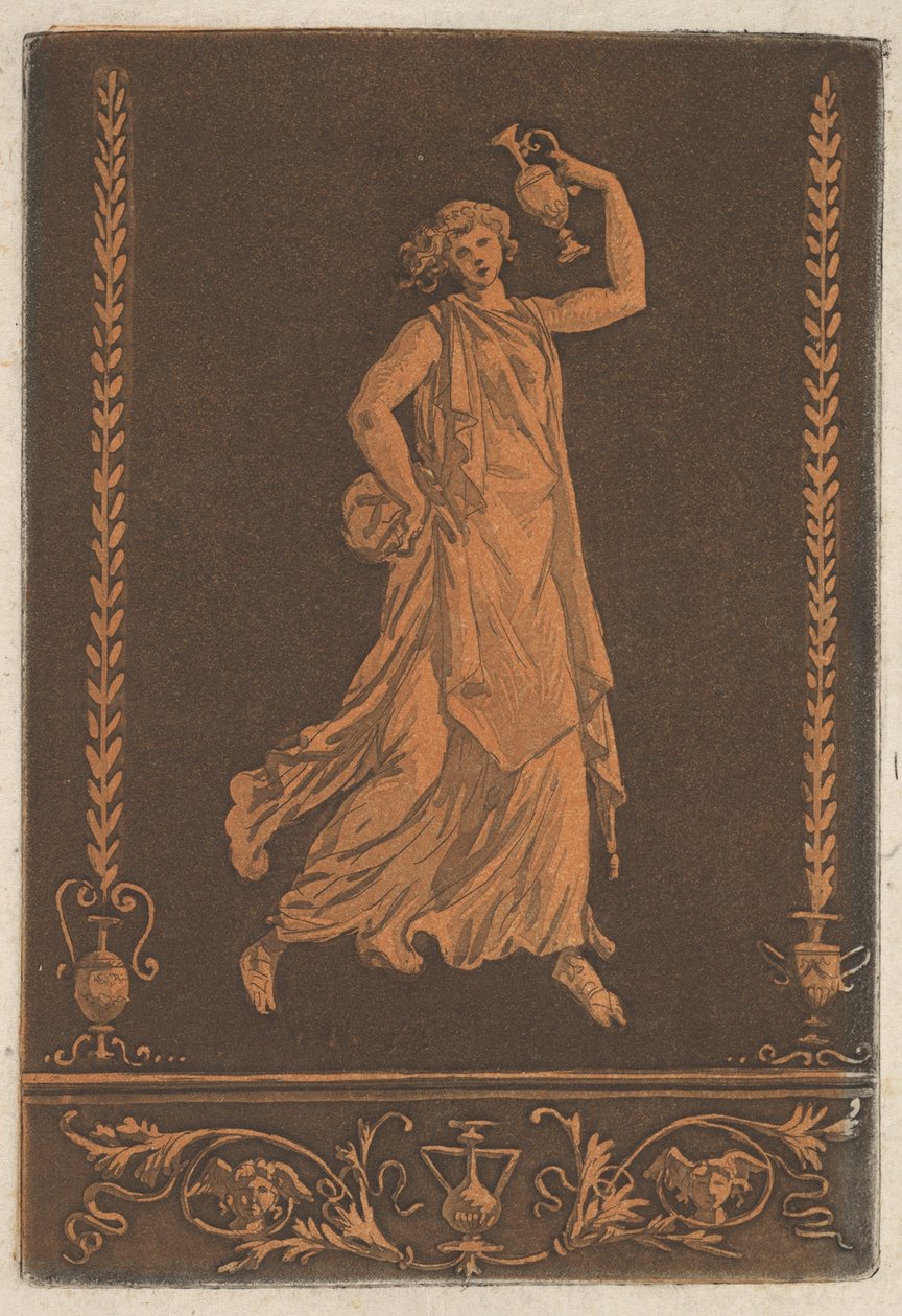 Jeune femme drapée, marchant de gauche à droite, portant un vase de métal, vers 1784 - Jean Jacques Lagrenee