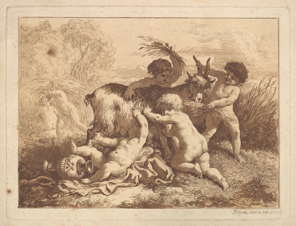 Les petits moissonneurs et la chèvre - Jean Jacques Lagrenee