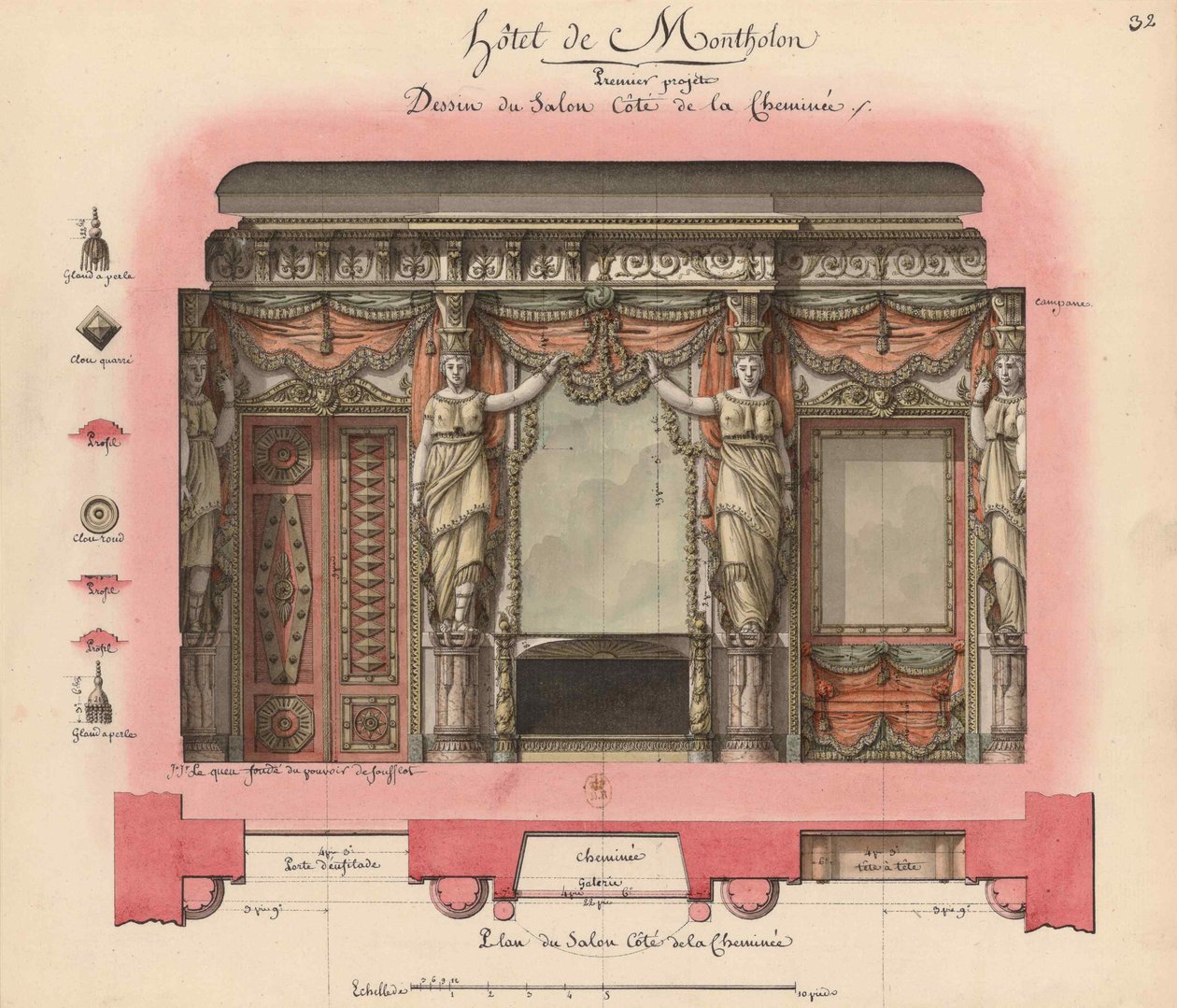 Hôtel Montholon. Projet de salon, 1786 - Jean Jacques Lequeu