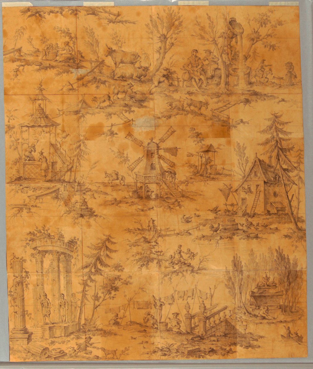 Carton pour Impression sur Coton: "Le Tombeau de Jean-Jacques Rousseau à Ermenonville" - Jean Jacques Rousseau