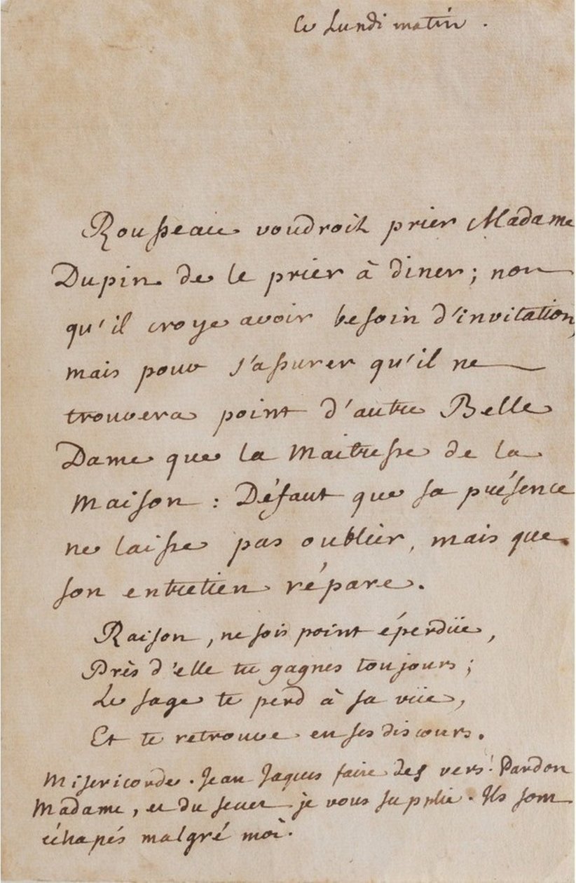 Correspondance Jean-Jacques Rousseau et Louise Dupin (vers 1754) (A05) - Jean Jacques Rousseau