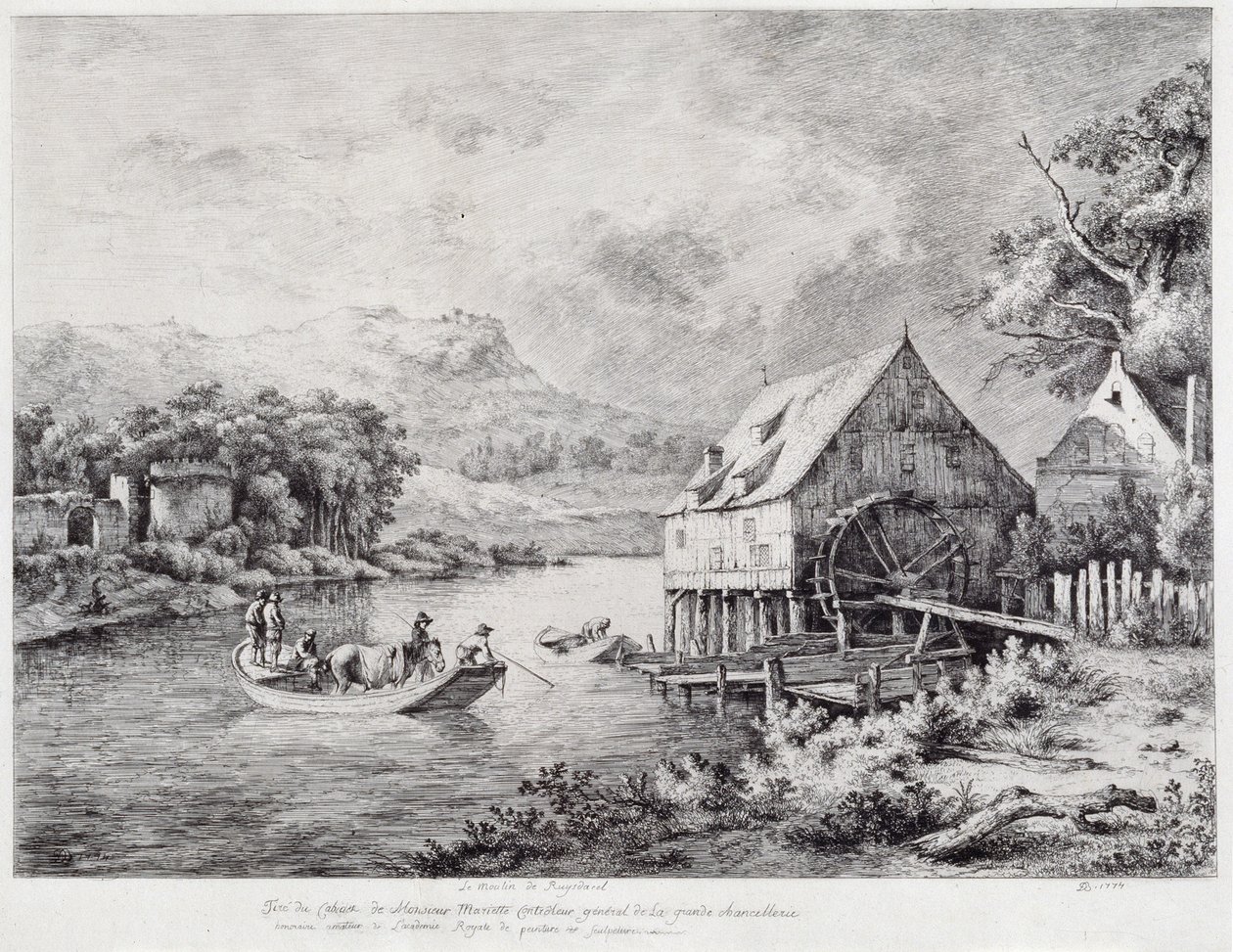 Un moulin sur les rives de la rivière, 1774 - Jean Jacques de Boissieu