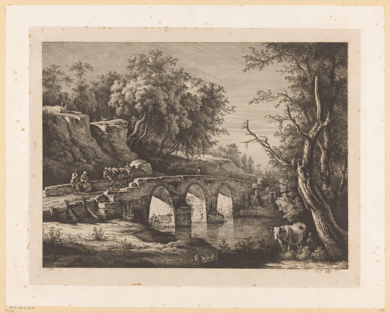 Paysage avec des figures sur un pont de pierre - Jean Jacques de Boissieu