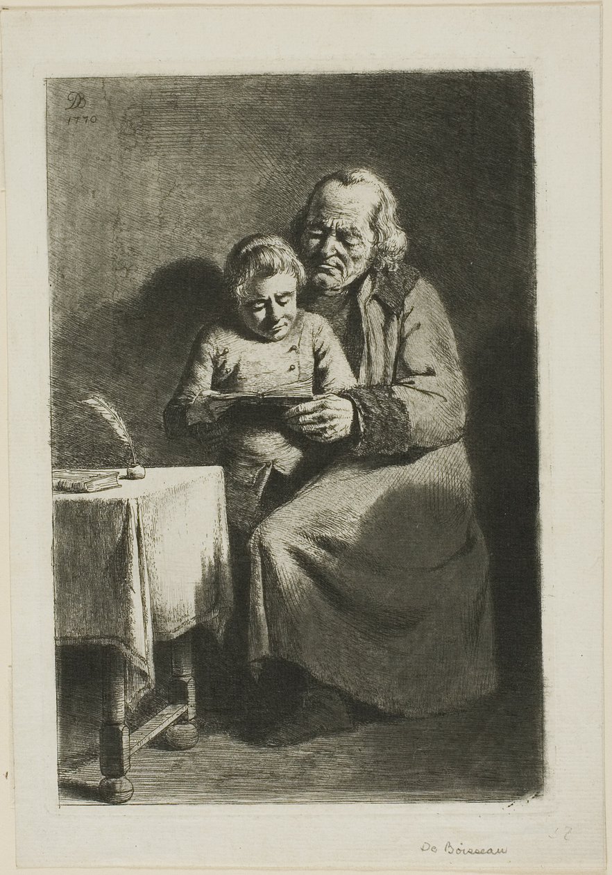 Vieil homme avec un garçon lisant - Jean Jacques de Boissieu