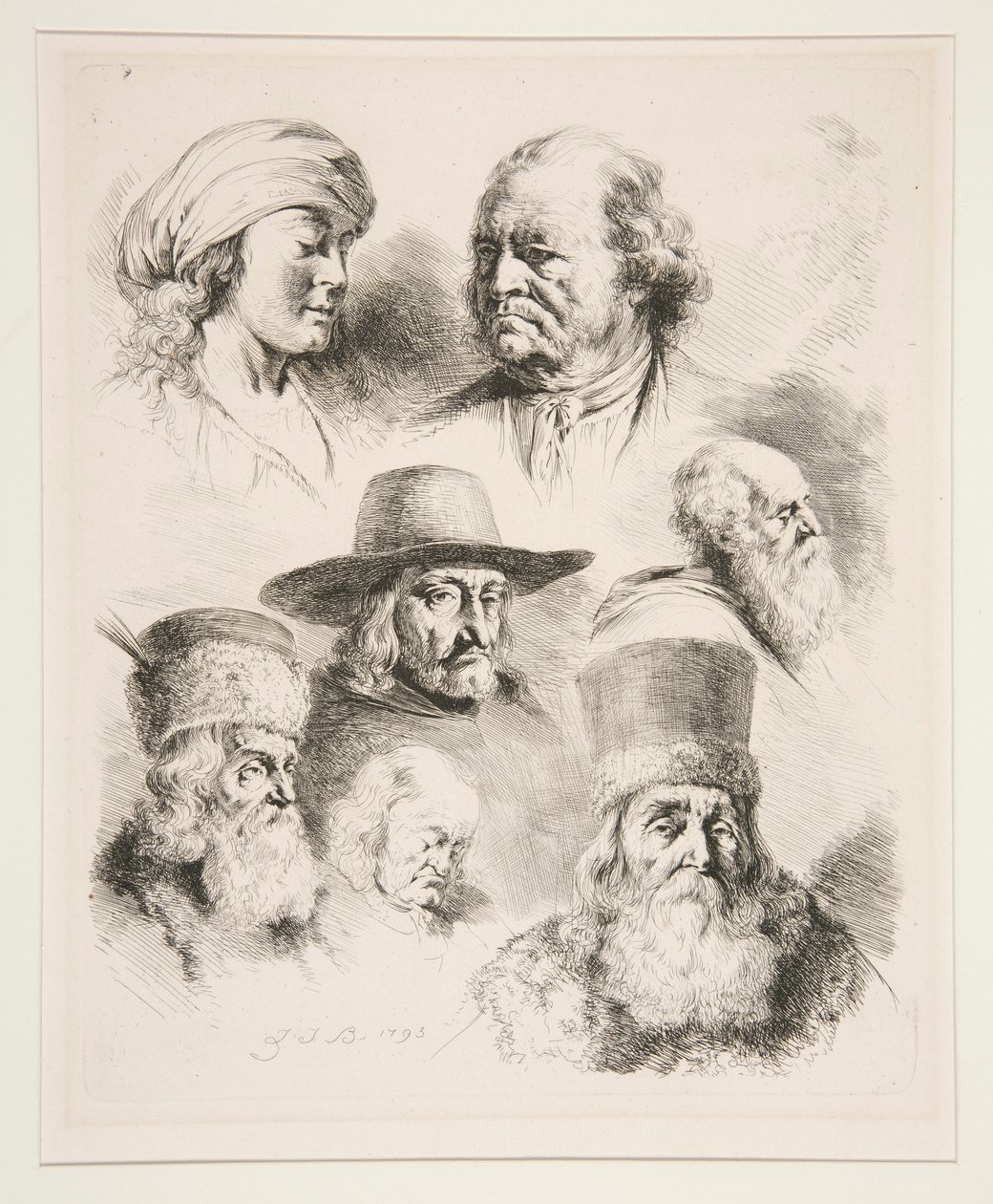 Sept têtes de portrait - Jean Jacques de Boissieu