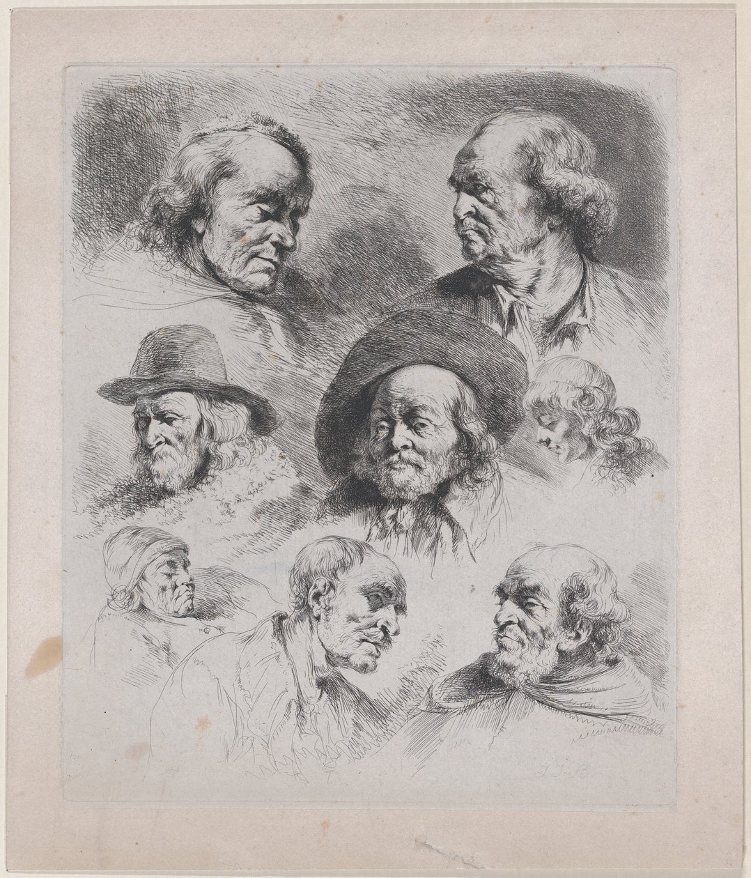 Étude de Huit Têtes - Jean Jacques de Boissieu