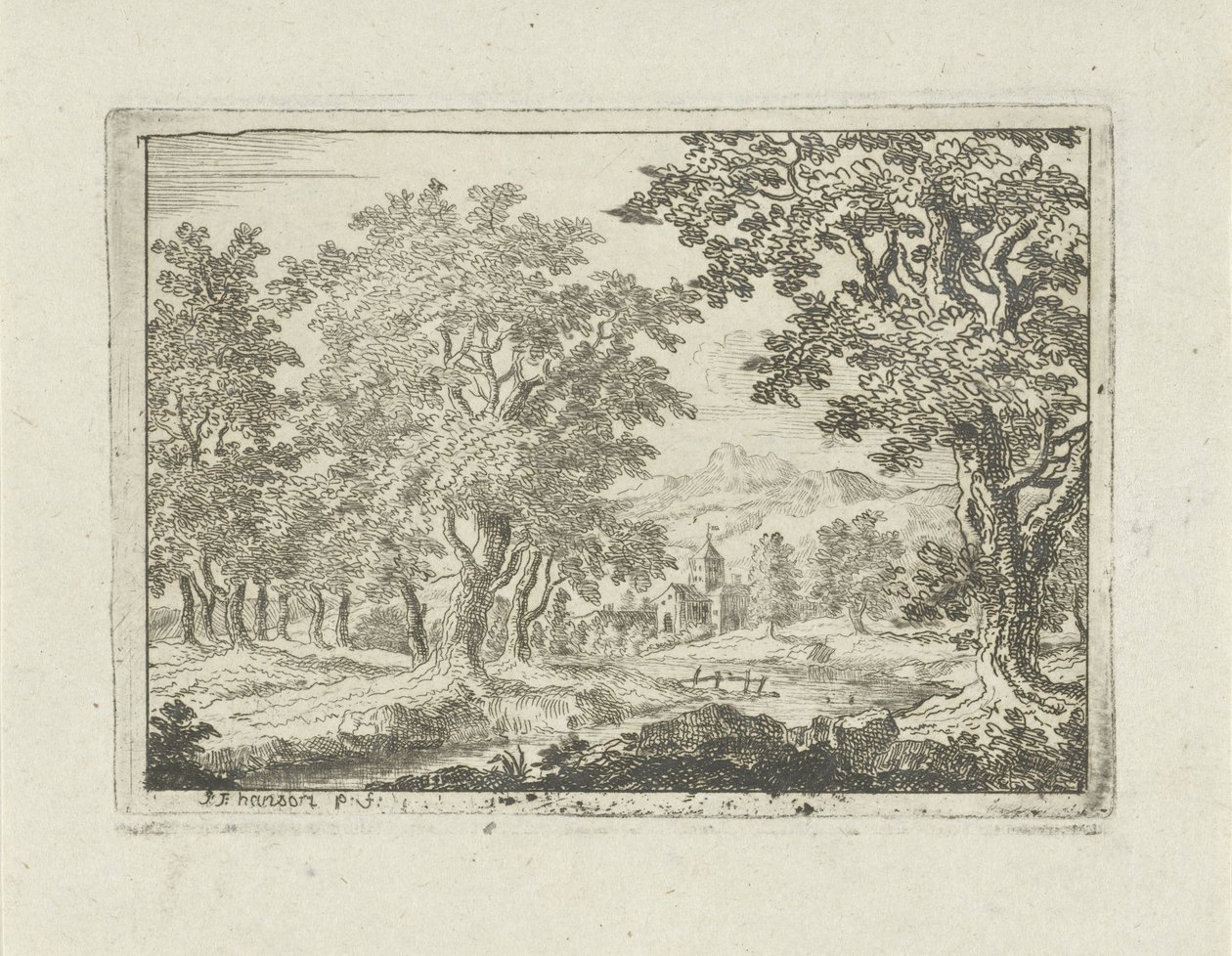 Paysage fluvial boisé - Jean Joseph Hanson